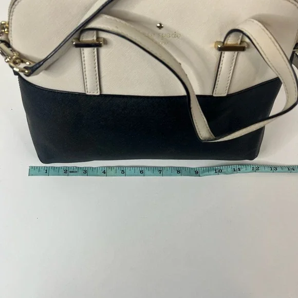 Kate Spade Satchel Handbag Two Tone Black Cream Leather Gold Hardware‎ Crossbody - Picture 7 of 13